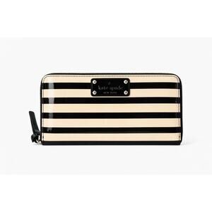 Kate Spade Black and Cream Striped Wallet